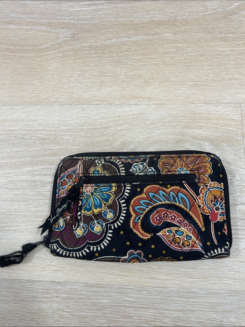 Vera Bradley Black Multicolor Paisley Zip Wallet